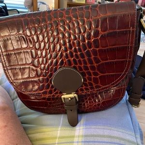 Cole Haan Leather Croc Messenger Bag